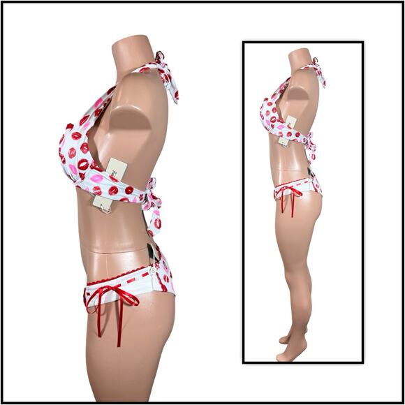 Beach Bunny Lips of an Angel Push Up Top and Skimpy Bottoms SZ M $226 - Picture 6 of 14